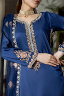 Blue Farshi Affair - 3pcs Silk Kurta Set