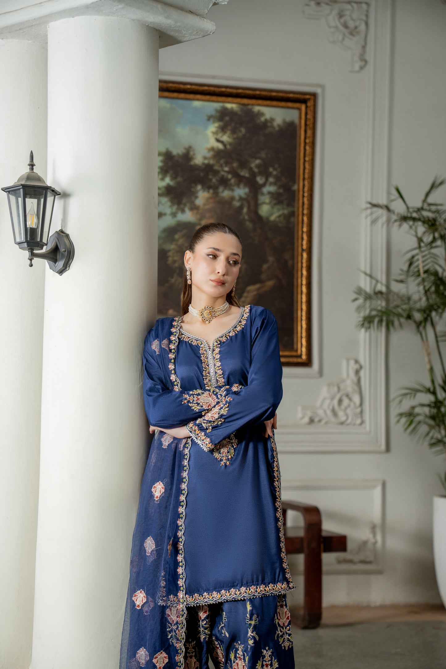 Blue Farshi Affair - 3pcs Silk Kurta Set
