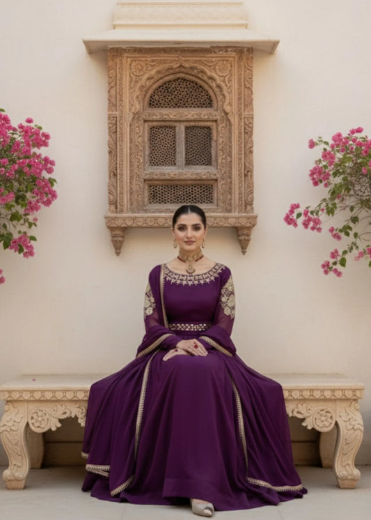 Blissful Purple - 3pc Polyester Chiffon