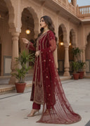 Maroon Elegance - 3pc Polynesian Net
