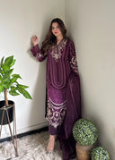 Plum Glamor - 3 Piece Chiffon