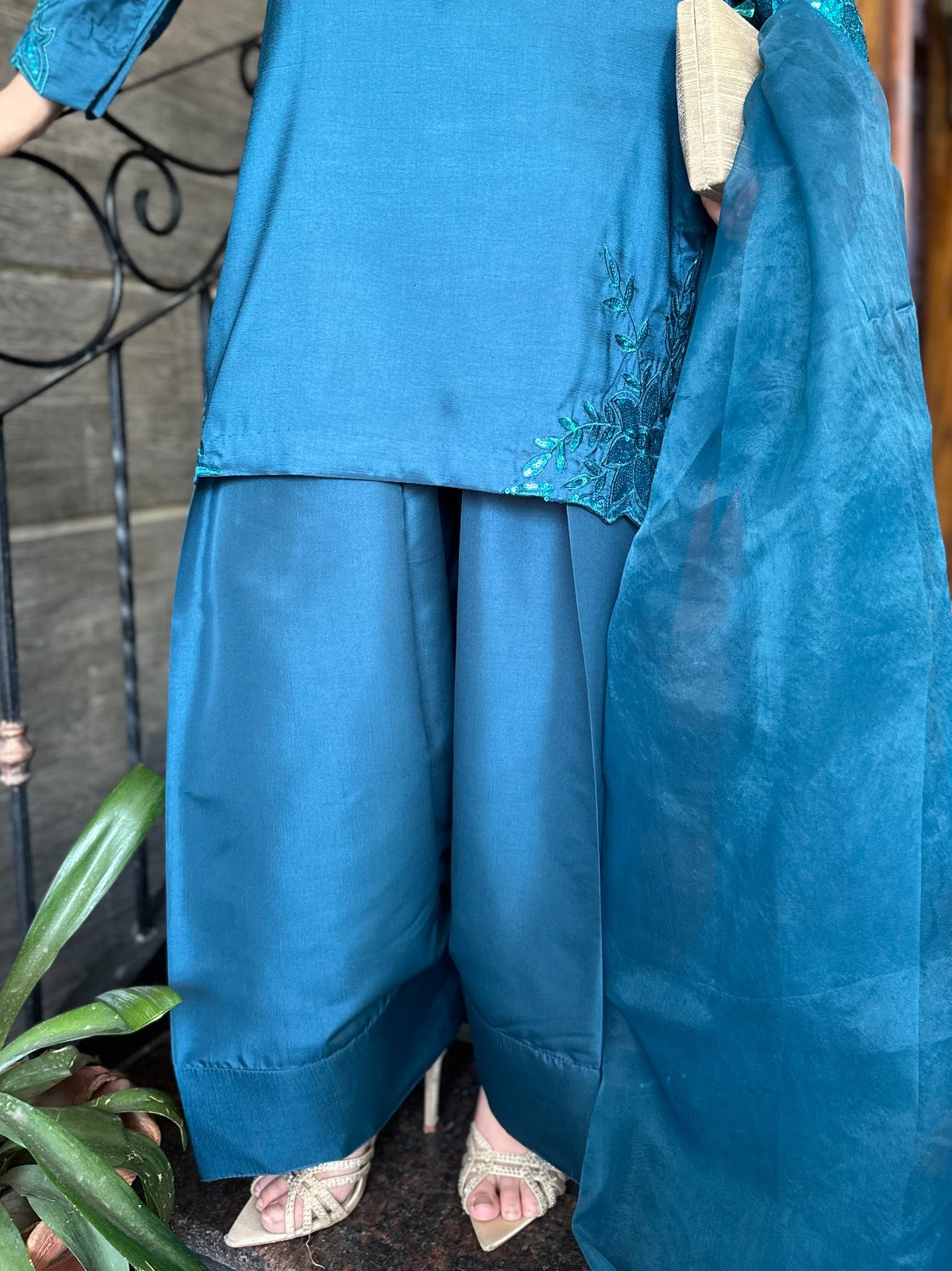 Blue Farshi Shalwar Set