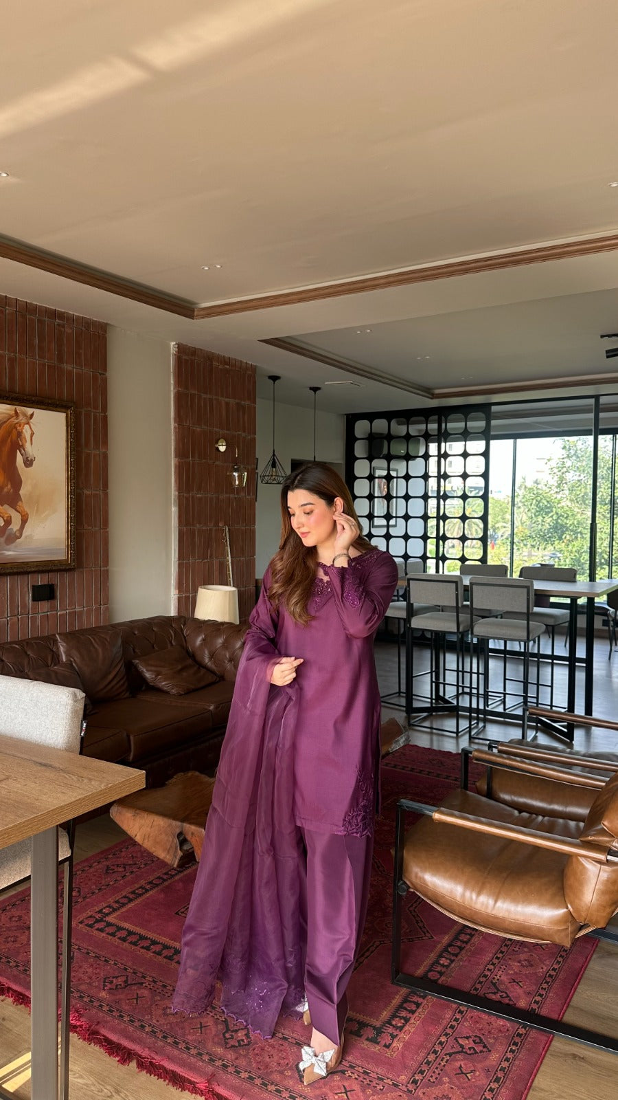 Plum Farshi Shalwar Set