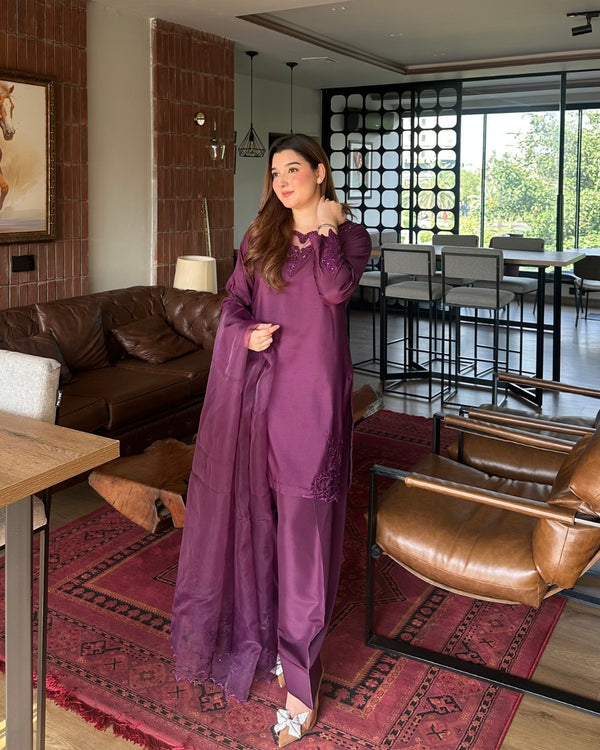 Plum Farshi Shalwar Set