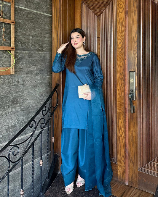 Blue Farshi Shalwar Set