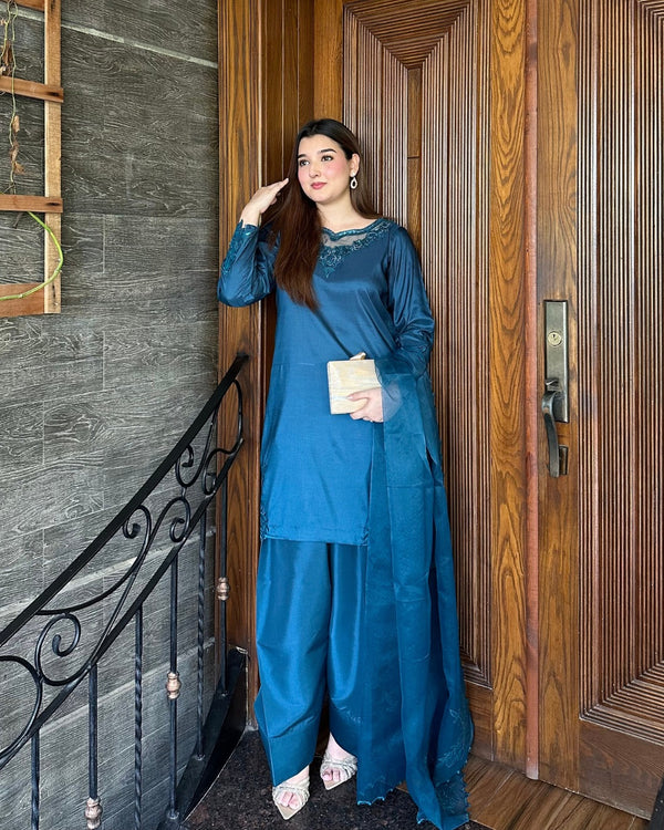 Blue Farshi Shalwar Set