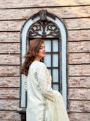 Off White Affair - 3pcs Silk Kurta Set