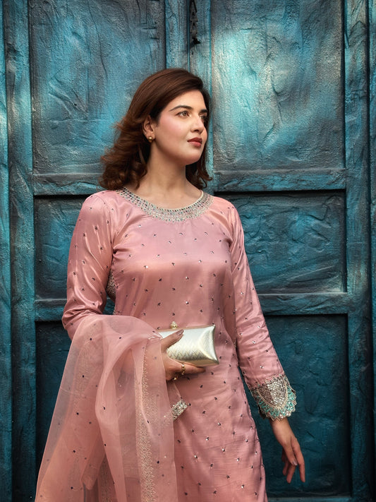 Pink Affair - 3pcs Silk Kurta Set
