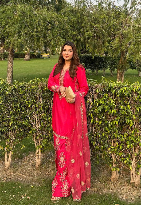 Pink Farshi Affair | 3pcs Silk Kurta Set