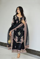 Black Gul - 3pcs Silk Kurta Set