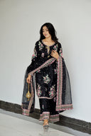 Black Gul - 3pcs Silk Kurta Set