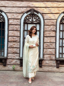 Off White Affair - 3pcs Silk Kurta Set