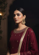Maroon Bloom | 3pcs Kattan Silk Maxi
