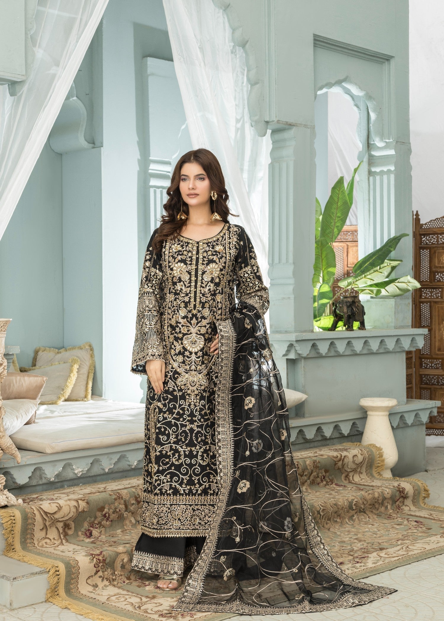 Chandani Black | 3pcs Organza