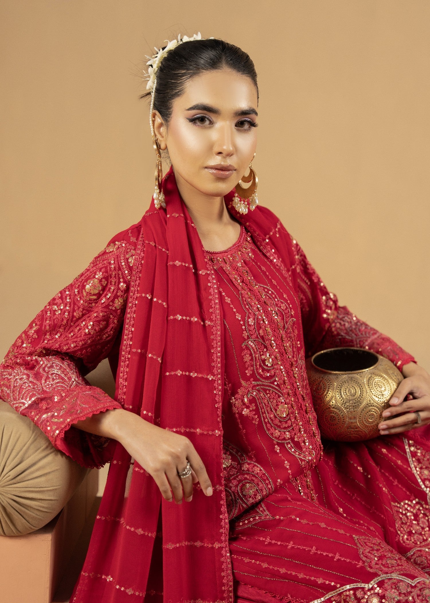 Reha Red | 3pcs Chiffon