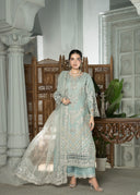 Mehru Ice Blue | 3pcs Organza