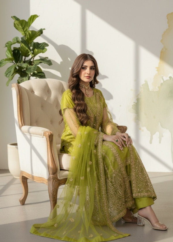 Green Elegance | 4pcs Net Gown