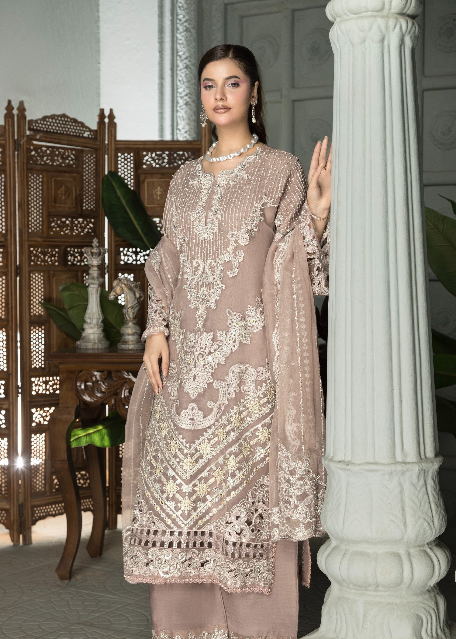Mehru Mauve | 3pcs Organza