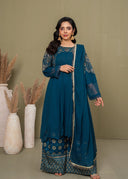 Shehnai Teal - 3pc Chiffon Frock