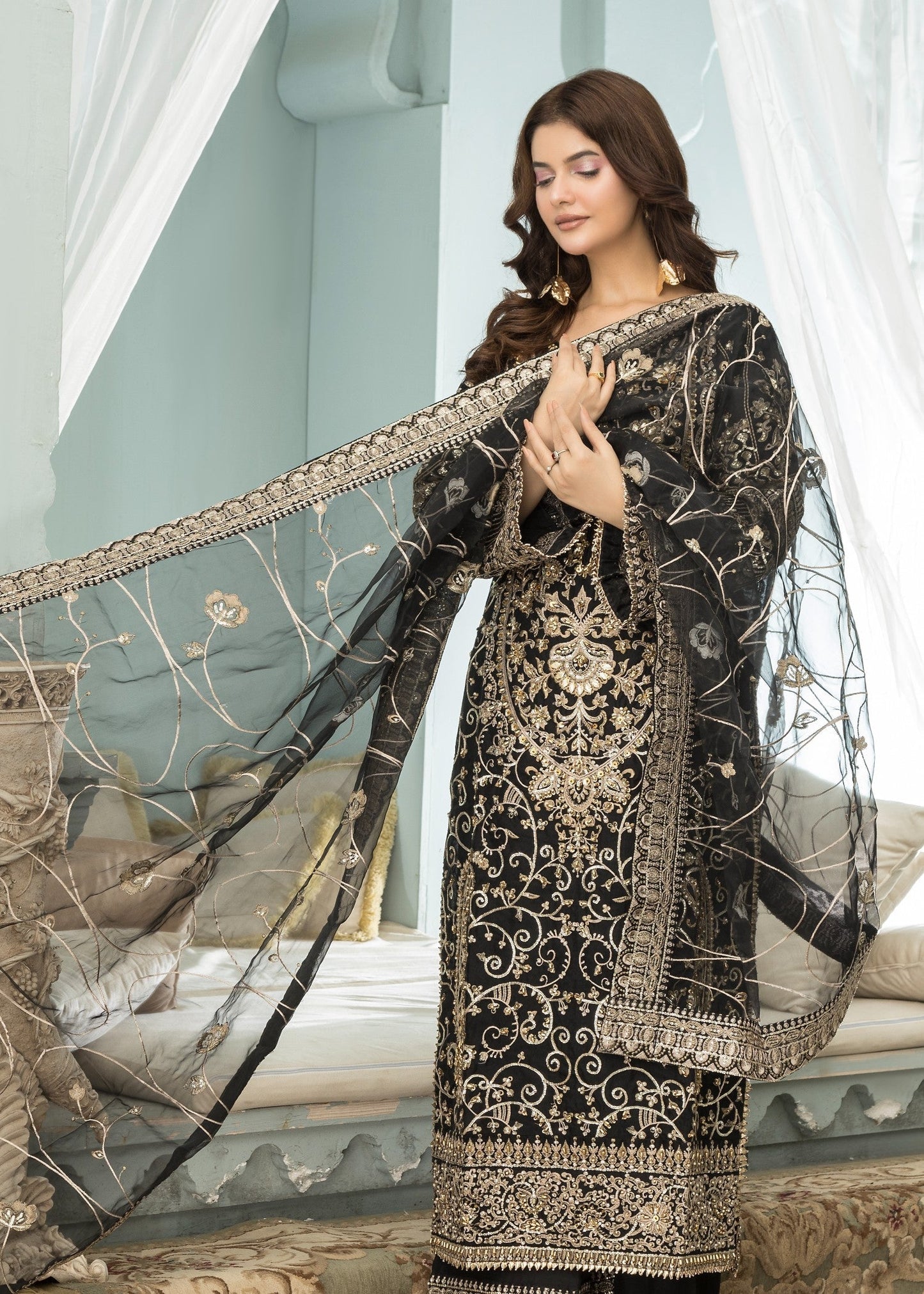 Chandani Black | 3pcs Organza