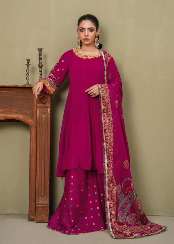 Shocking Dots - 3pc Chiffon Frock