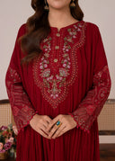 Red Crush - 3pc Chiffon Pishwas
