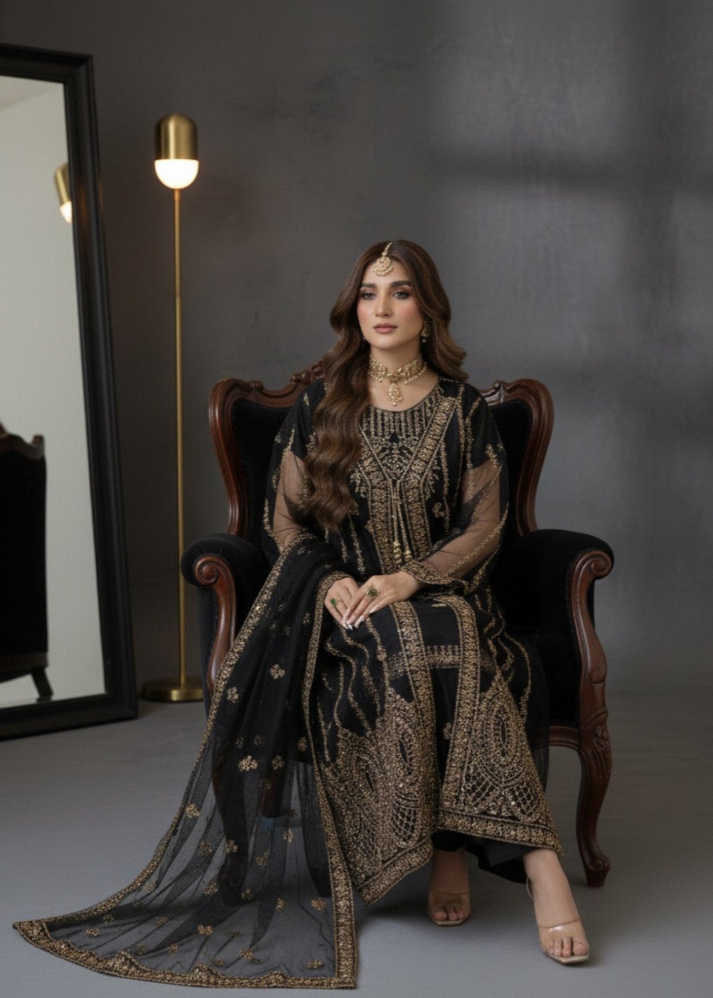 Black Elegance | 4pcs Net Gown