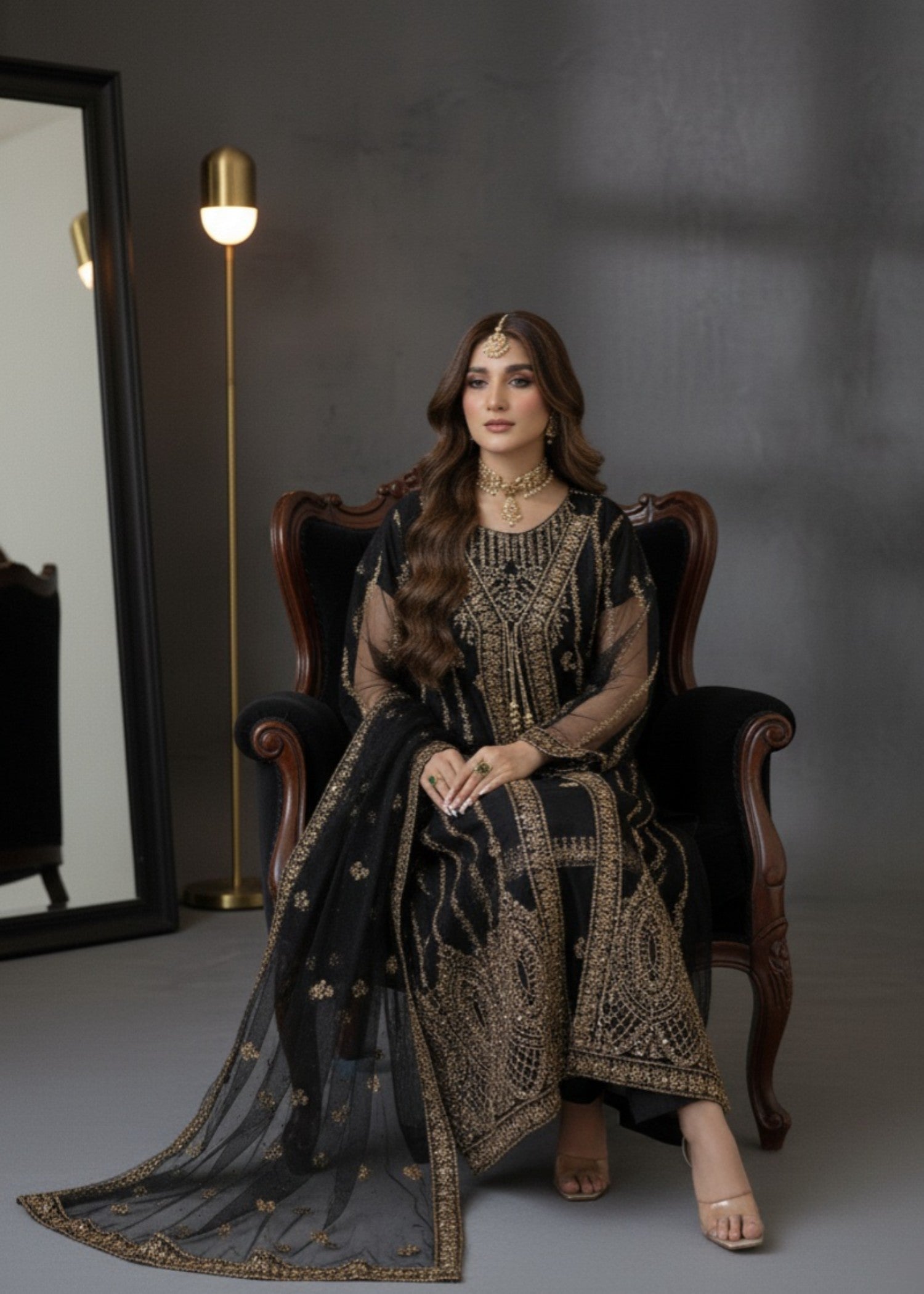 Black Elegance | 4pcs Net Gown