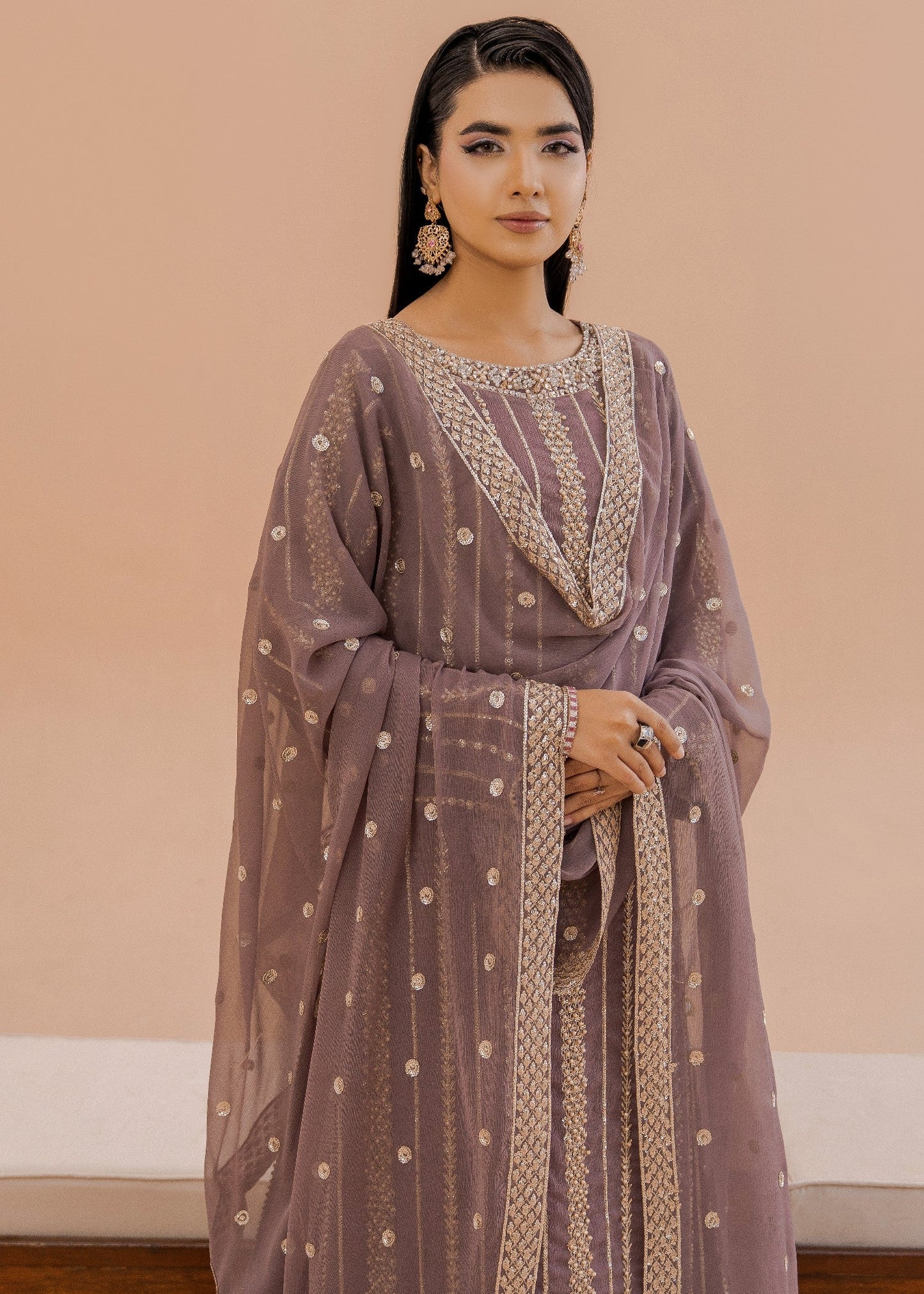 Hania Mauve | 3pcs Sharara Set