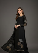 Glow Pret Black | 3pcs Chiffon Kurta Set
