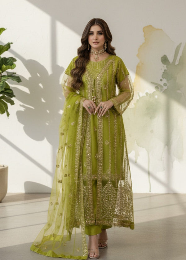 Green Elegance | 4pcs Net Gown