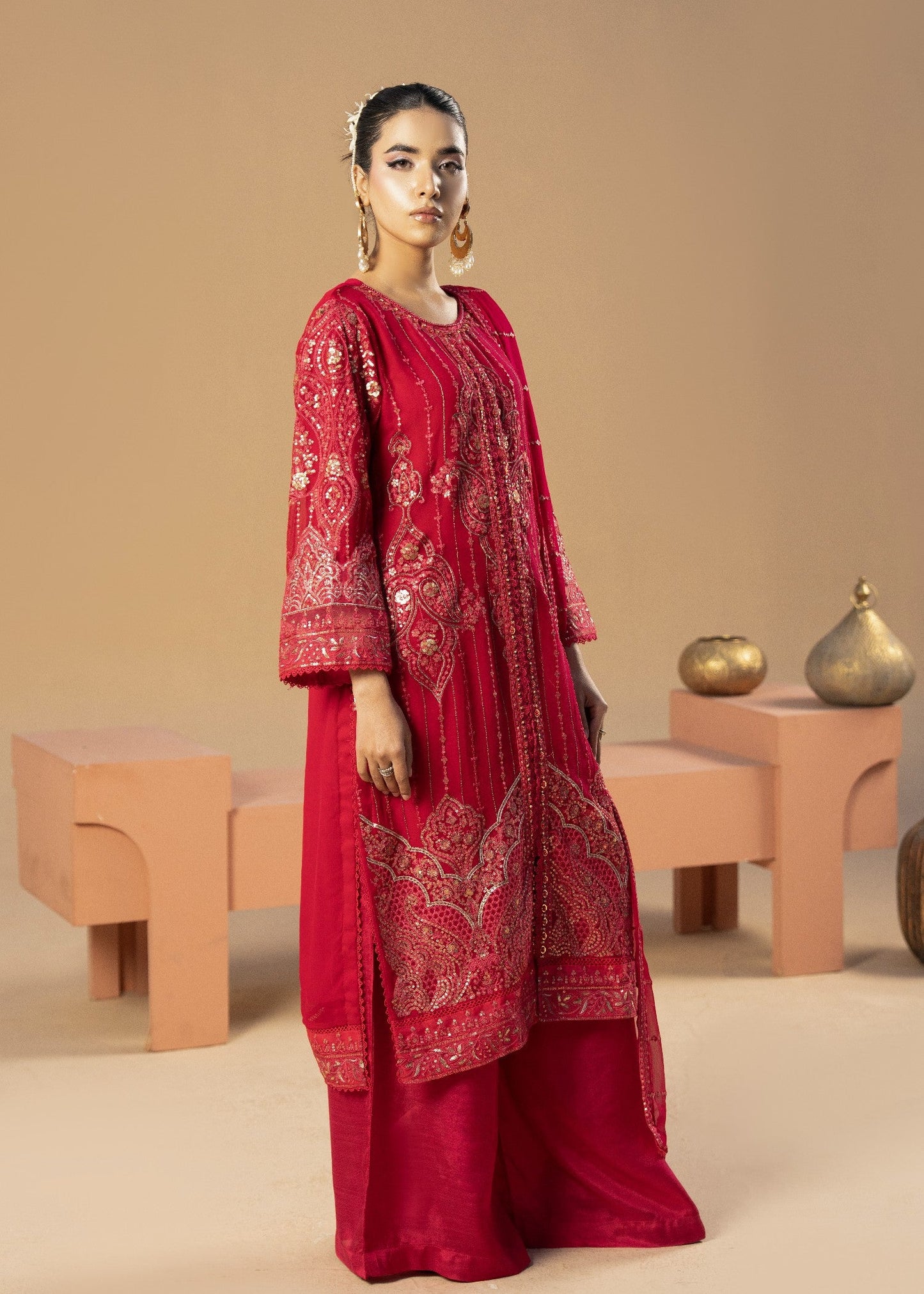 Reha Red | 3pcs Chiffon