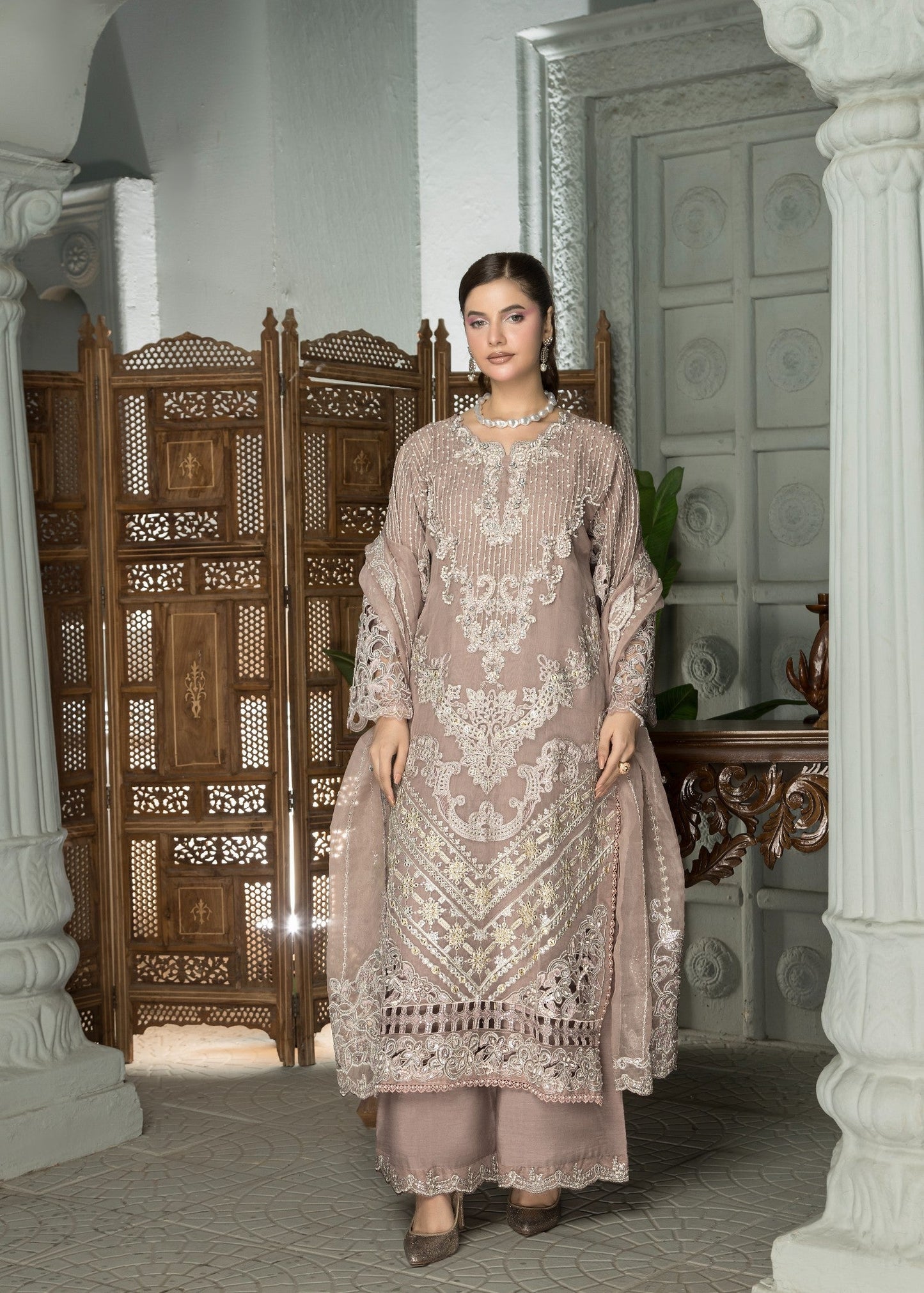 Mehru Mauve | 3pcs Organza