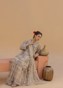 Banno Beige | 3pcs Chiffon Gharara Set