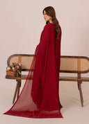 Red Crush - 3pc Chiffon Pishwas
