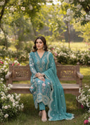 Teal Glory | 3pcs Chiffon Kurta Set