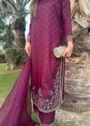 Plum Pret | 3pcs Silk Kurta Set