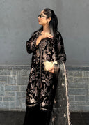 Black Regalia | 3pcs Embroidered Velvet