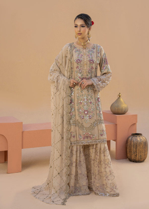 Banno Beige | 3pcs Chiffon Gharara Set