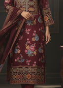NOOR MAROON | 3pcs Shimoz Silk