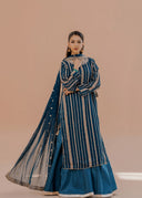 Hania Teal | 3pcs Sharara Set