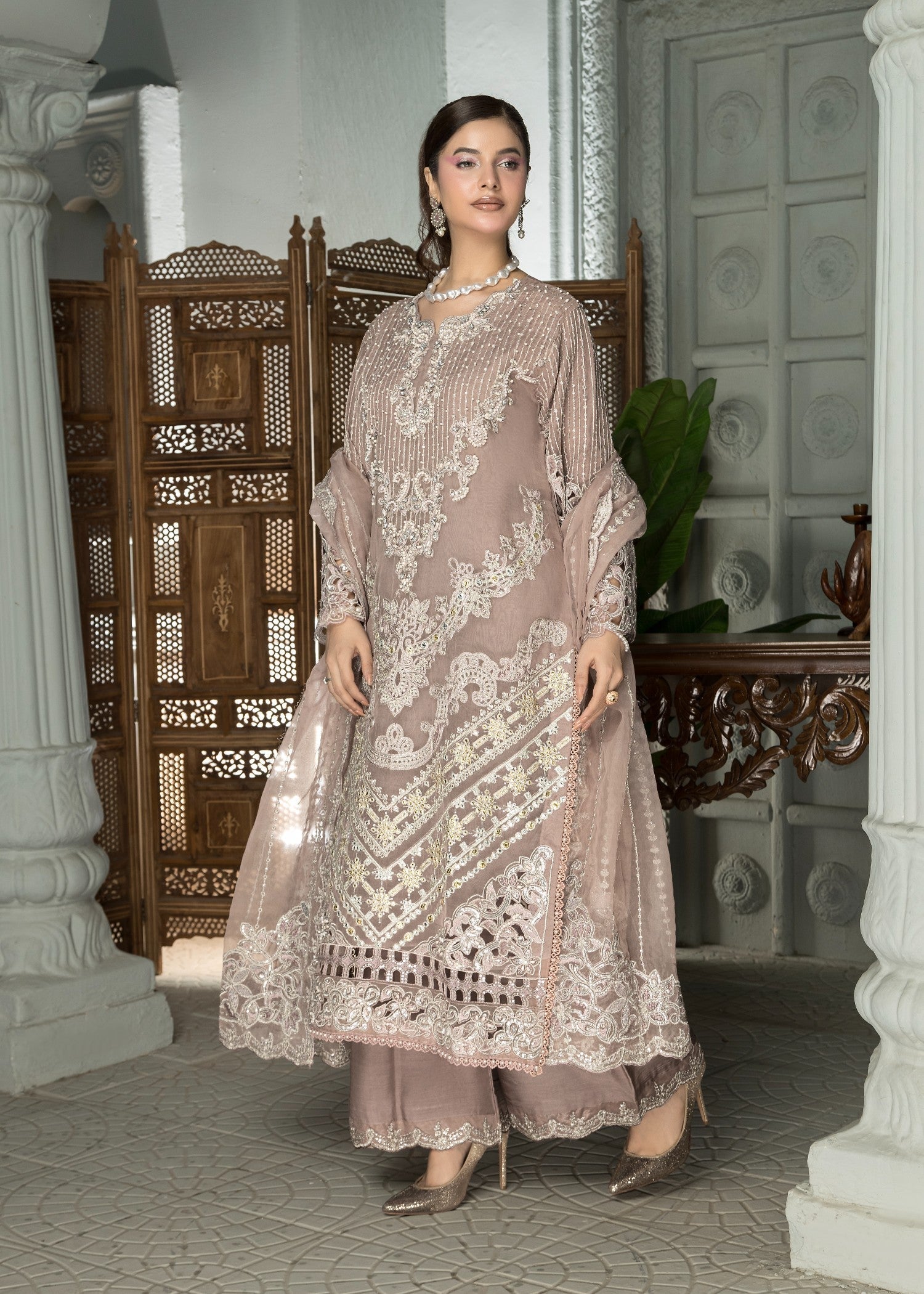Mehru Mauve | 3pcs Organza