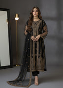 Black Elegance | 4pcs Net Gown