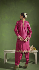 Ruby Magenta – Luxury Embroidered 3-Piece Suit