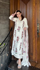 Zaib White - 3pc Chiffon