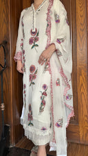 Zaib White - 3pc Chiffon