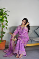 Lilac Gul - 3pcs Silk Kurta Set